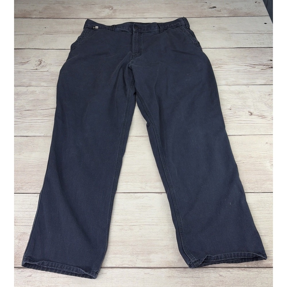 Carhartt Men's 36x32 Blue Canvas Pants Carpenter Workwear Flame Resistant Cat 2
